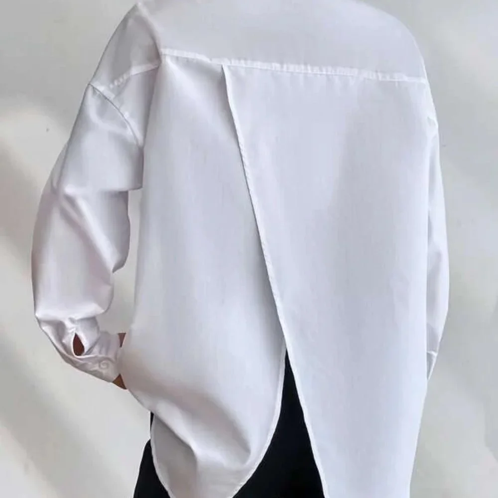 Preppy White Button down Oversized Boyfriend Top - Picture 2 of 8